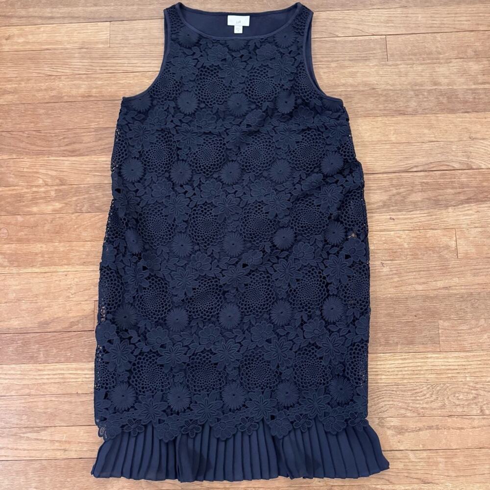 J. Jill floral flower lace pleated trim mini shift dress size XS
b45